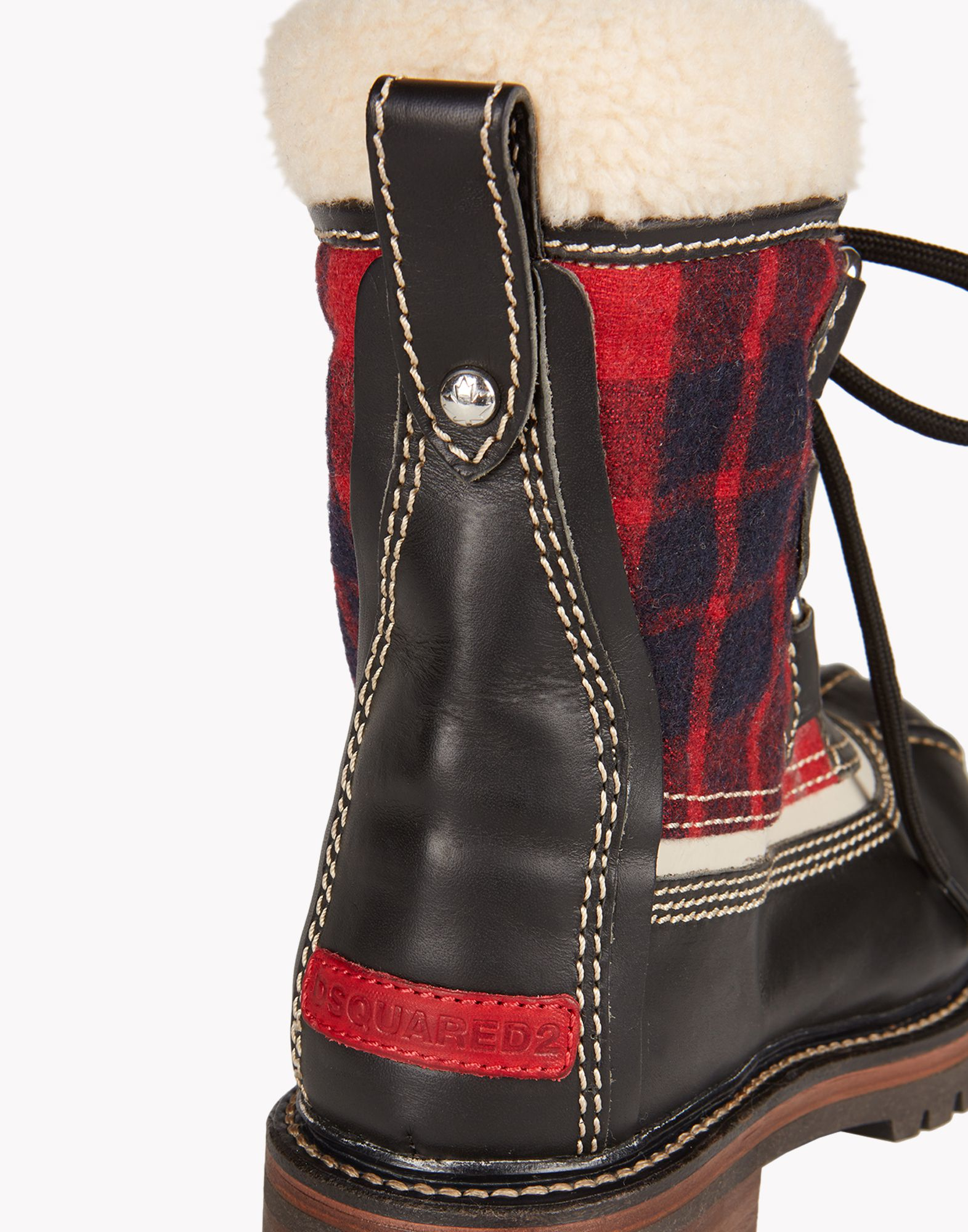red plaid ankle boots