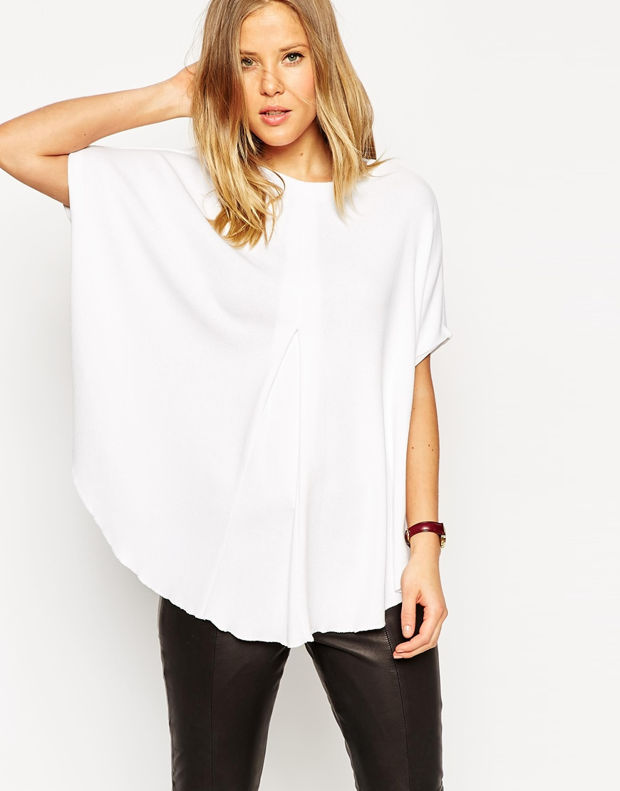 Lyst - Asos Top With Curved Hem In Structured Knit in White