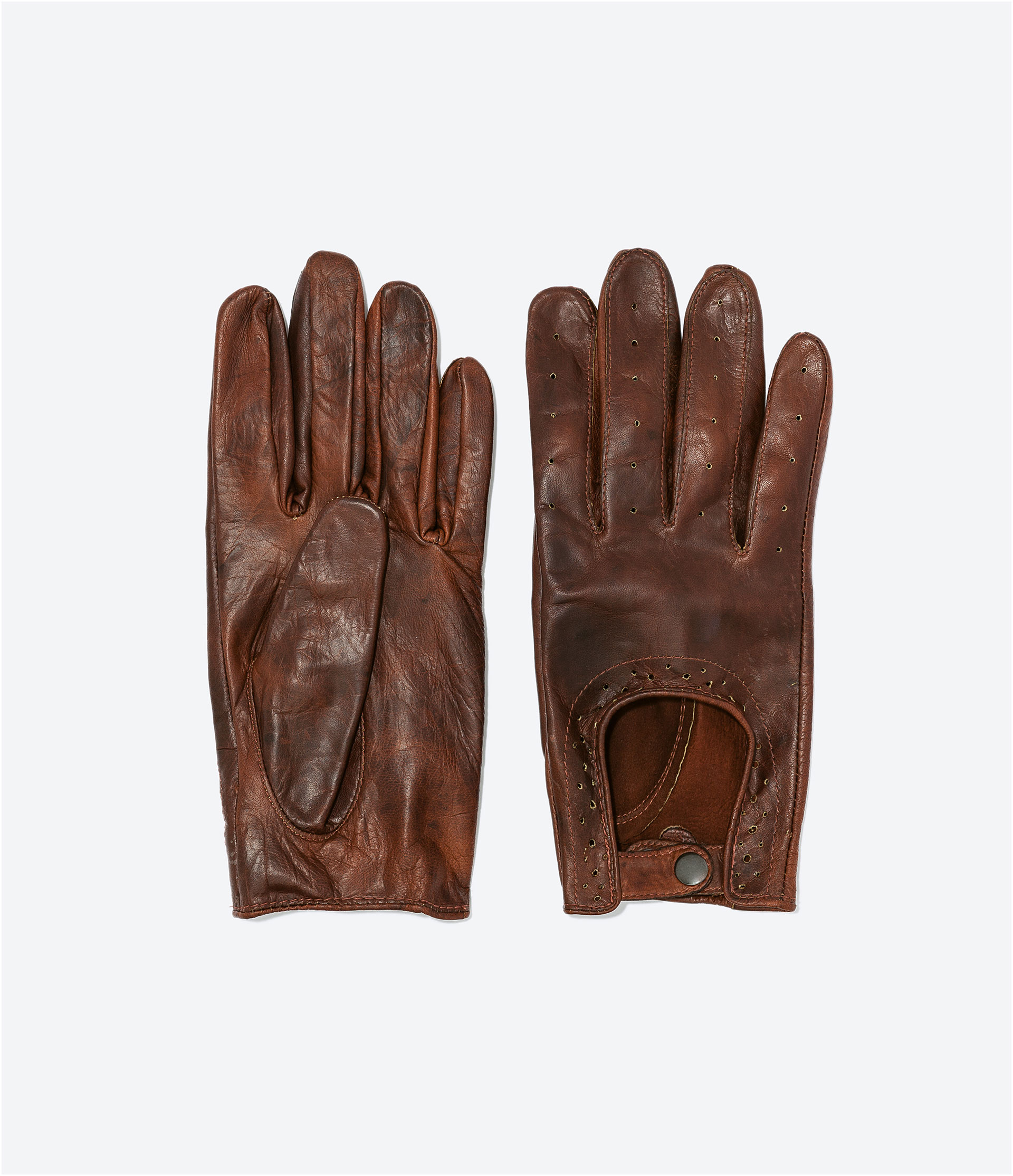 Zara Perforated Leather Driving Gloves in Natural for Men Lyst