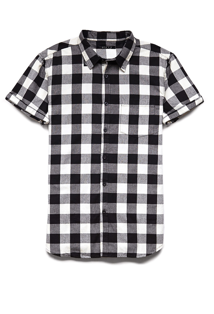 Forever 21 Buffalo Plaid Short Sleeve Shirt in Black for ...