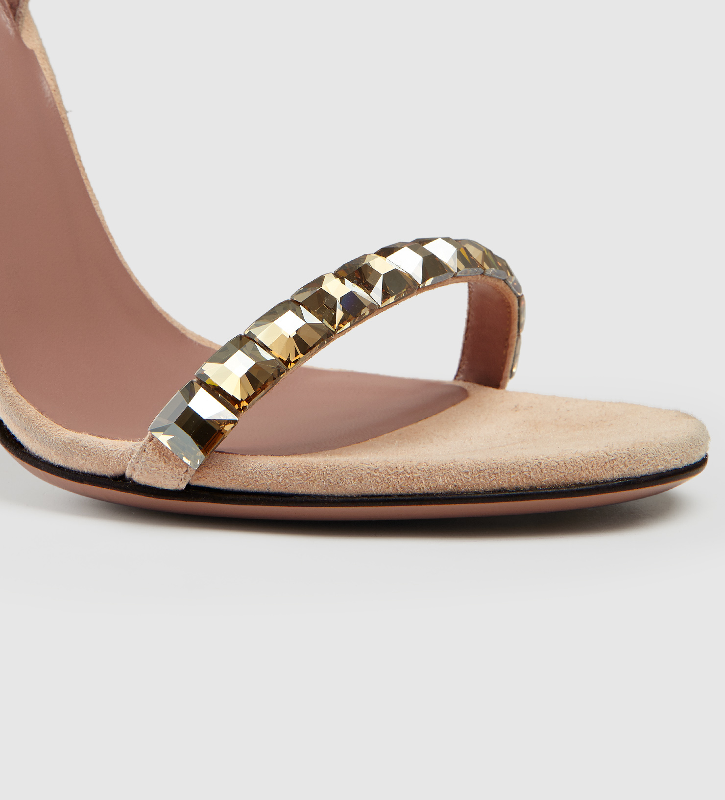 Lyst - Gucci Mallory Crystal Embellished Suede Sandals in Brown