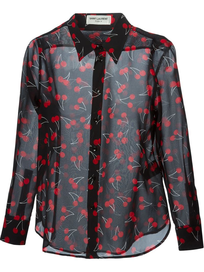 Lyst - Saint Laurent Cherry Print Blouse in Red