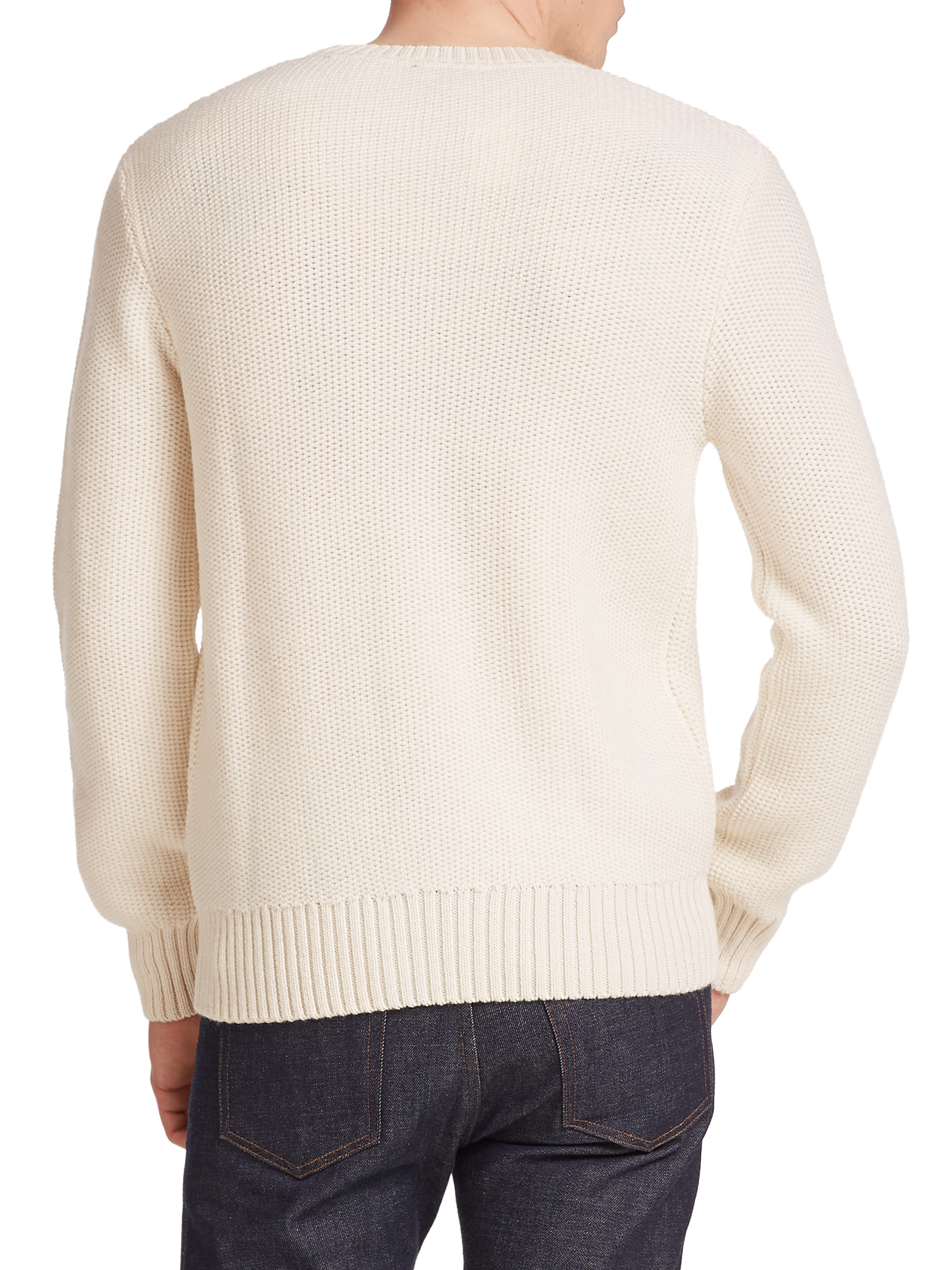 Lyst - A.P.C. Pull College Jumper Merino Wool Sweater in White for Men