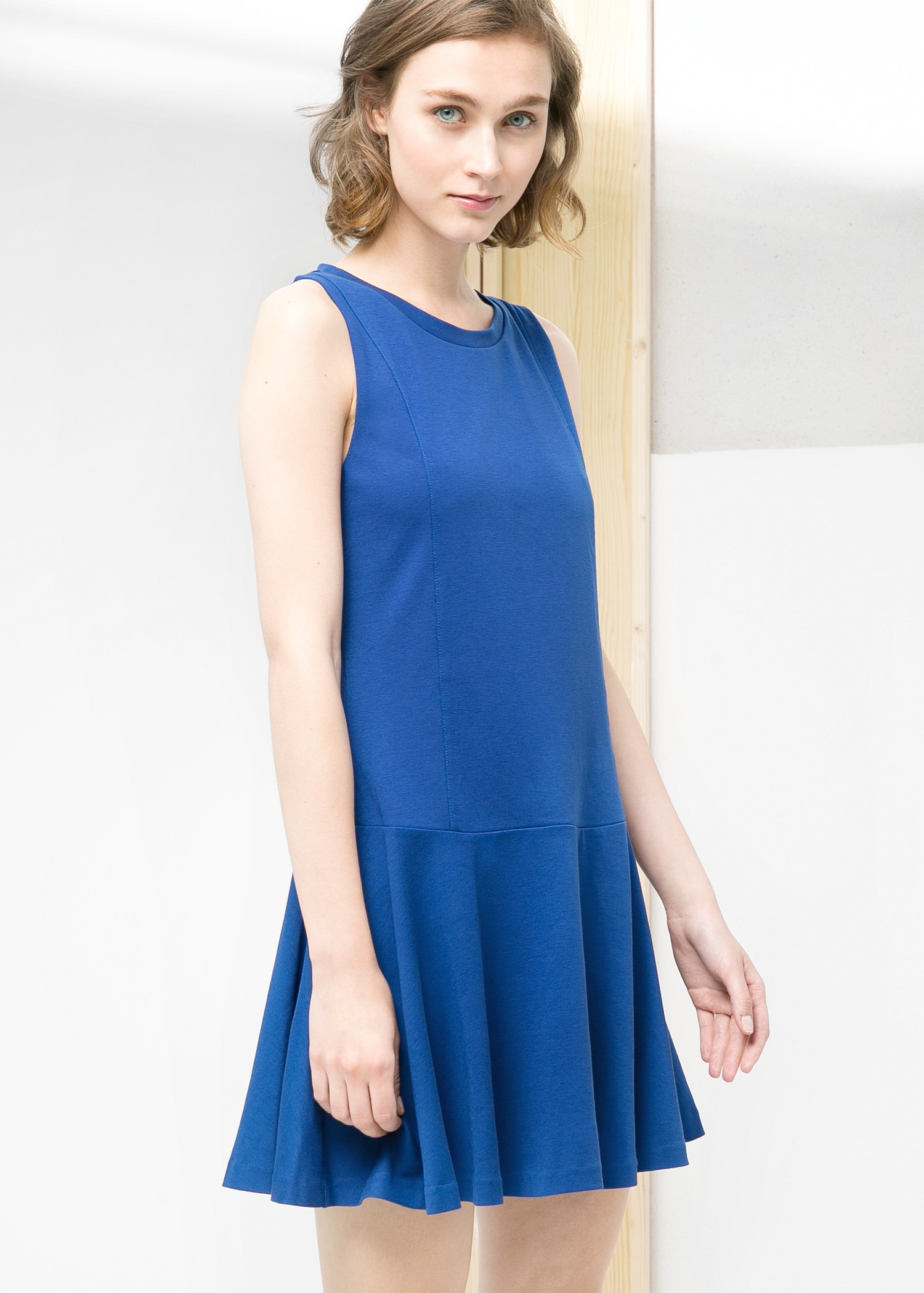 Lyst - Mango Flared Ponte Dress in Blue