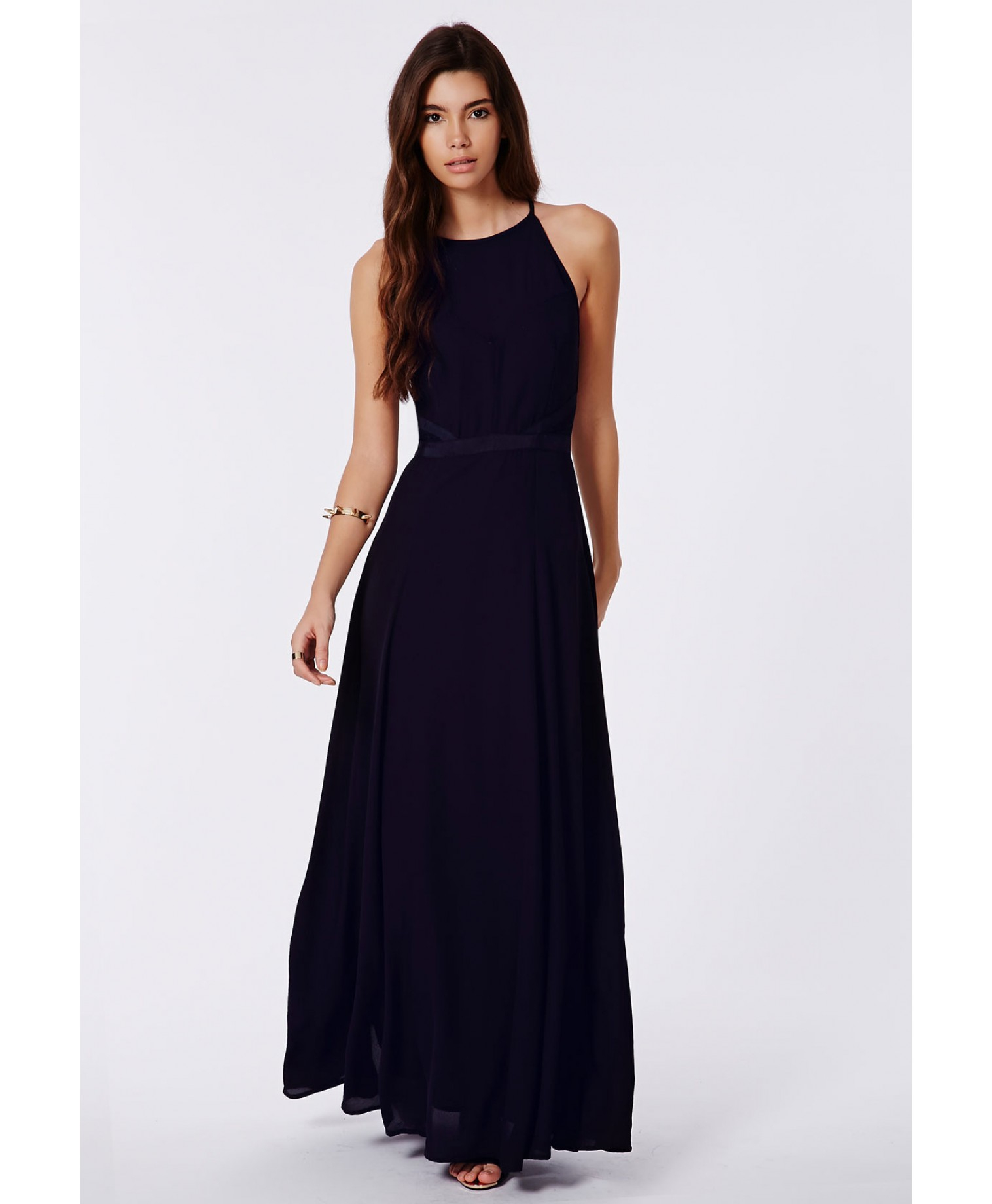 Missguided Kamilinka Lace Backless Maxi Dress In Navy in Blue (navy) | Lyst