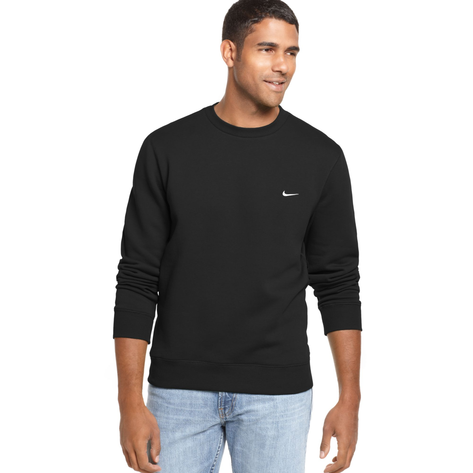 Nike Men's Classic Fleece Crew Pullover in Black for Men | Lyst