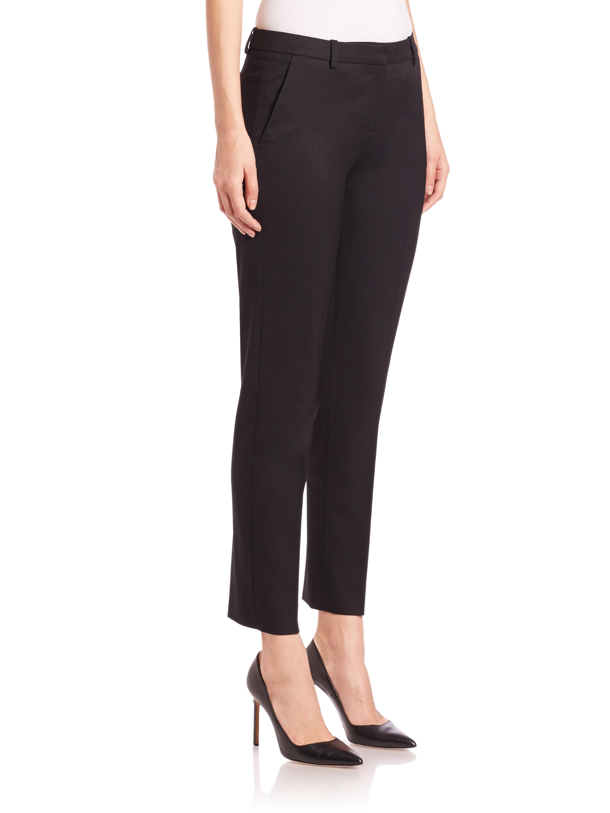The kooples Timeless Cropped Stretch Wool Pants in Black | Lyst