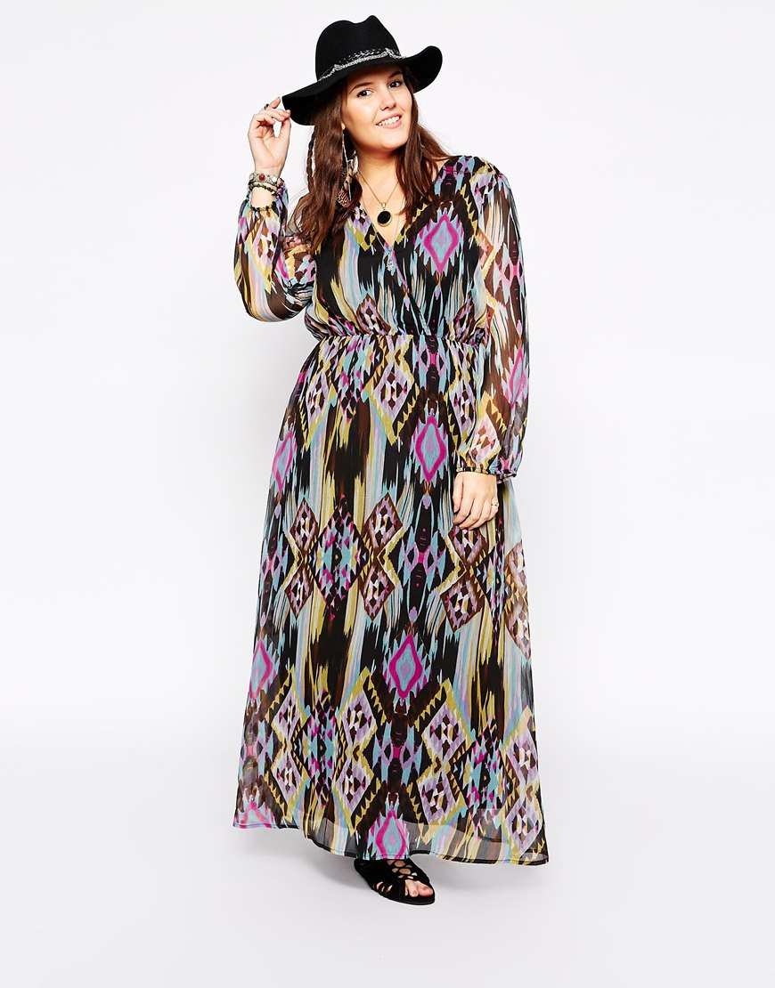 multicolor long sleeve maxi dress