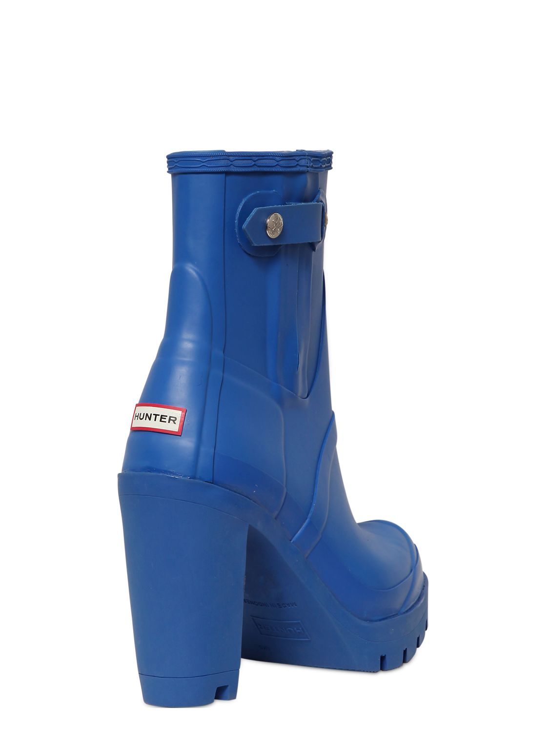 Lyst HUNTER 110mm High Heel Rubber Ankle Boots in Blue