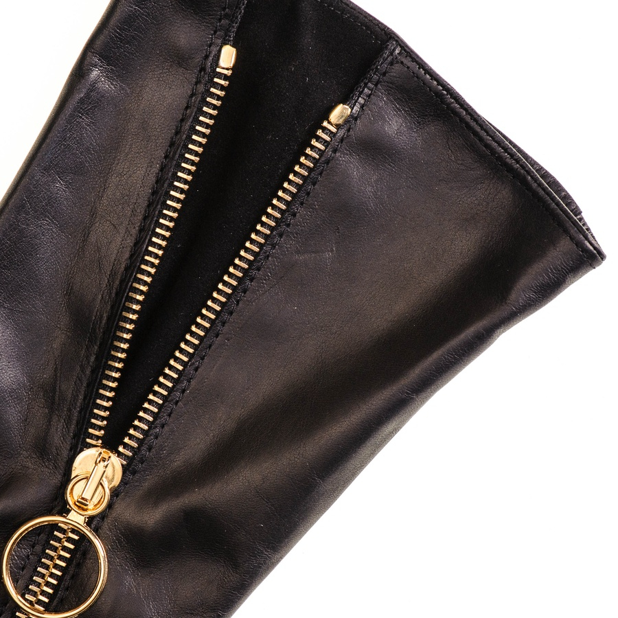 Black.co.uk Long Black Leather Gloves With Diagonal Zip in Black Lyst
