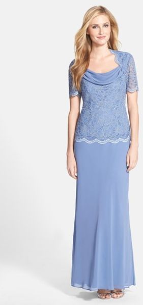 slate blue evening gown