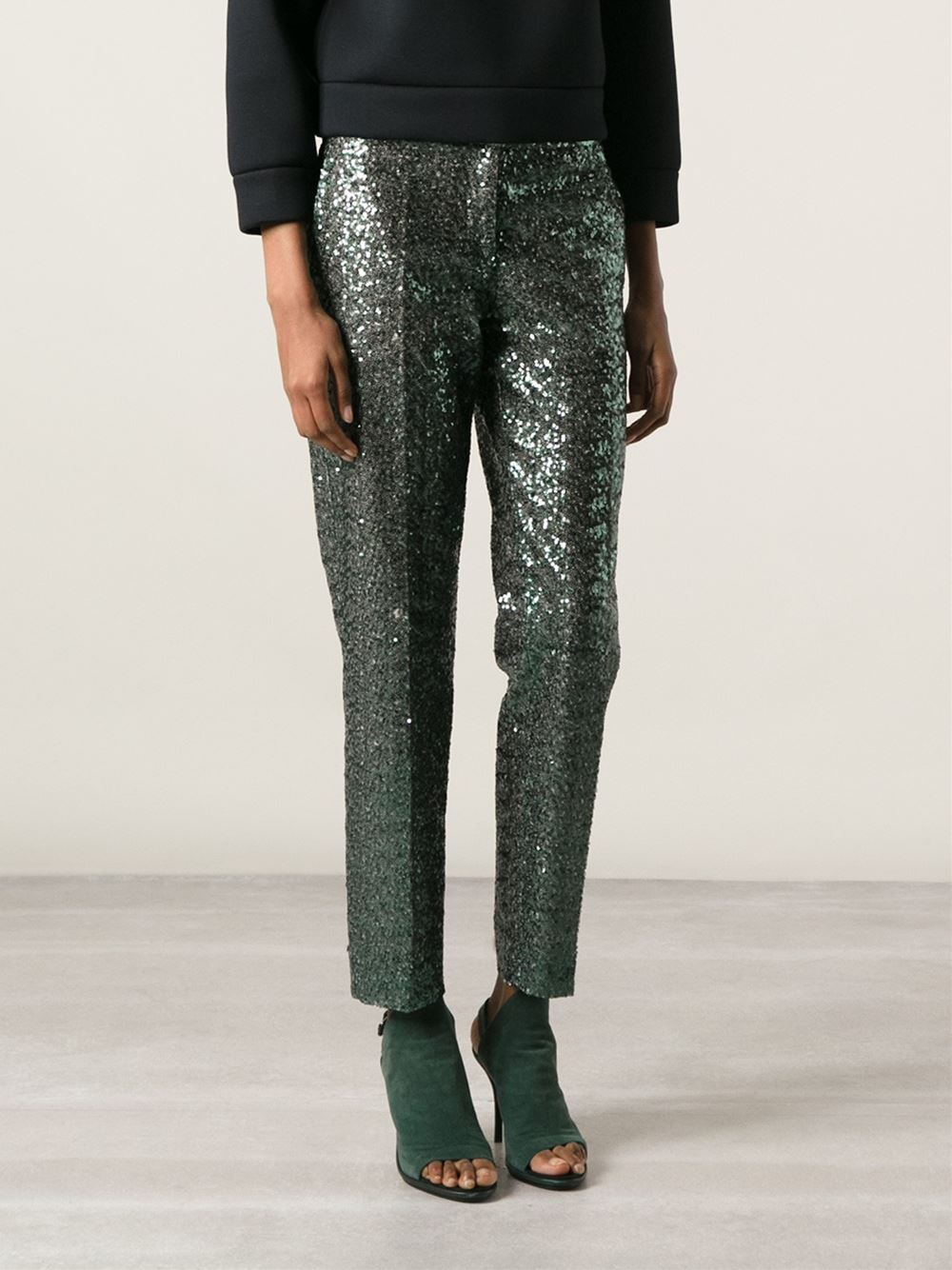 N°21 Sequin Trousers in Green | Lyst