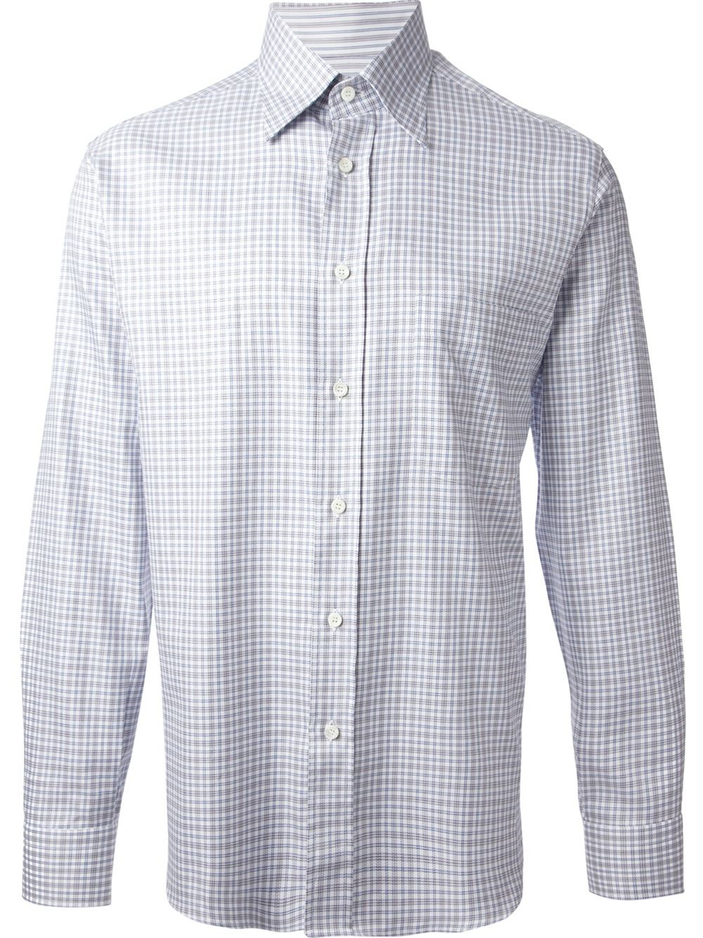 Brioni Checked Shirt in White for Men | Lyst