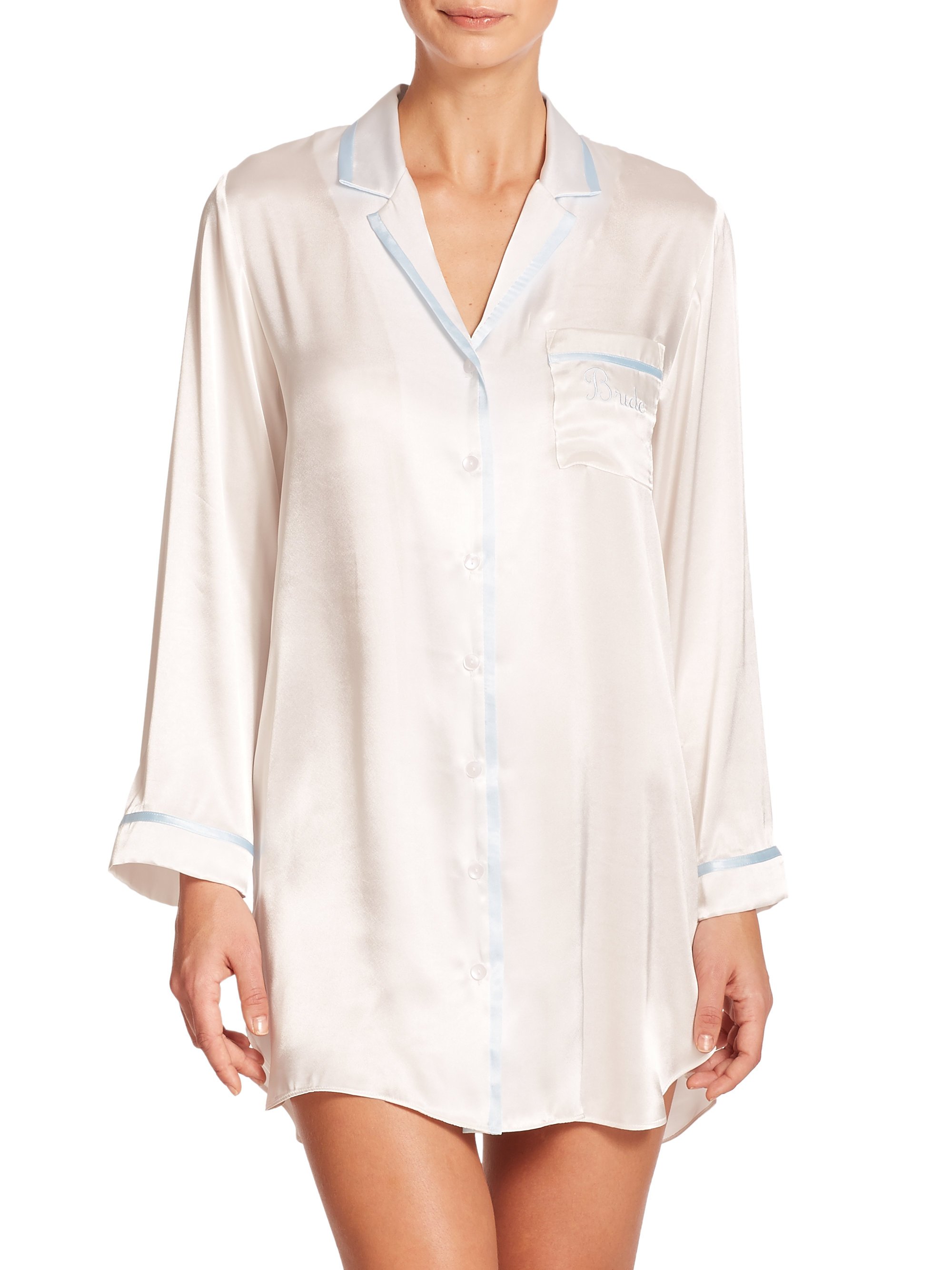 Lyst - In Bloom Bride Satin Sleep Shirt in White