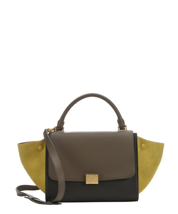 celine brown leather handbag trapeze