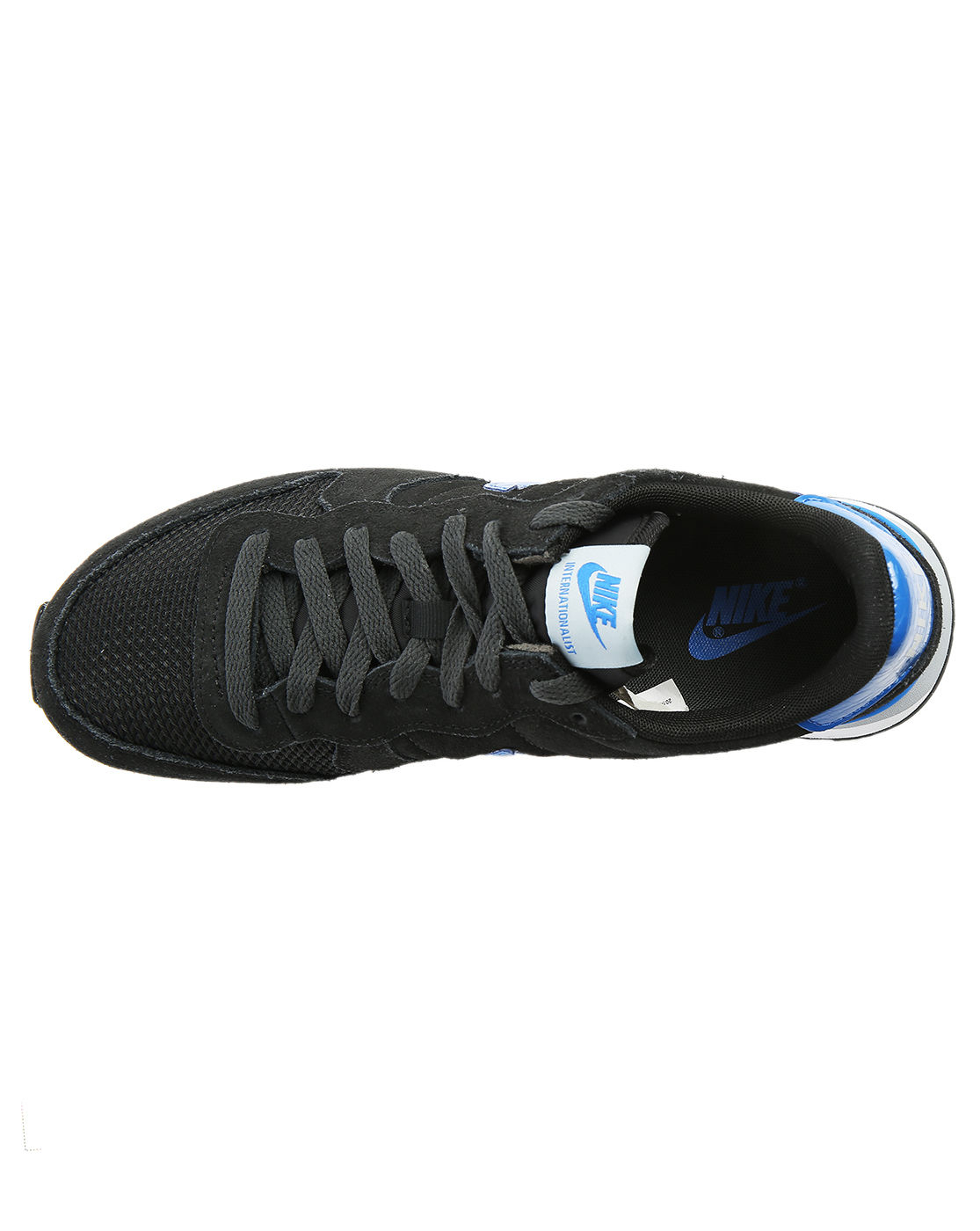 Nike Suede And Mesh Black Internationalist Sneakers With Patent Blue ...