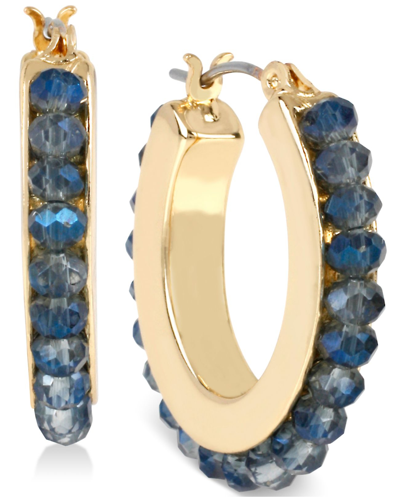 Lyst Kenneth Cole Woven Faceted Bead Hoop Earrings In Blue Gallery
