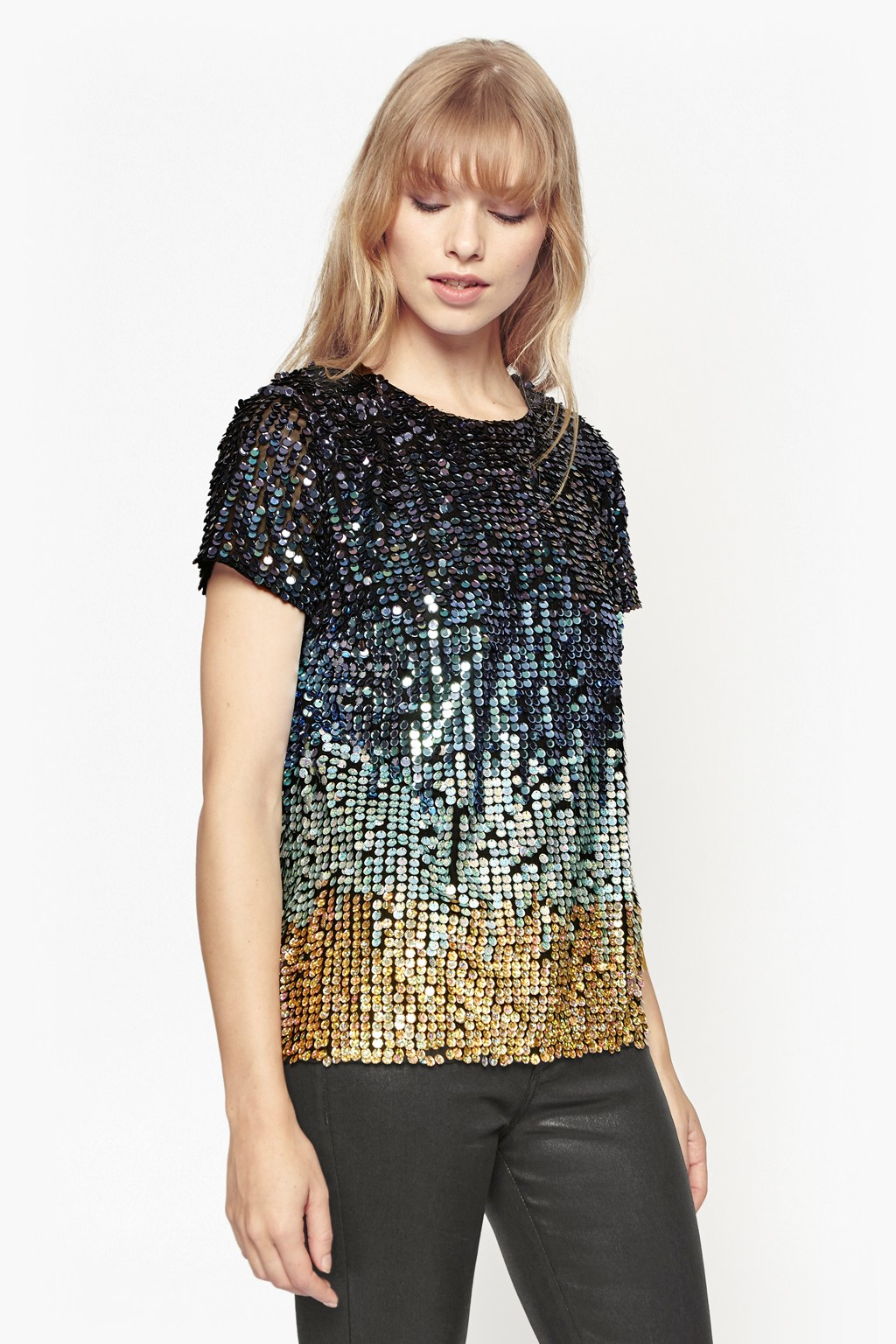 French connection Cosmic Beam Sequin Top in Blue | Lyst