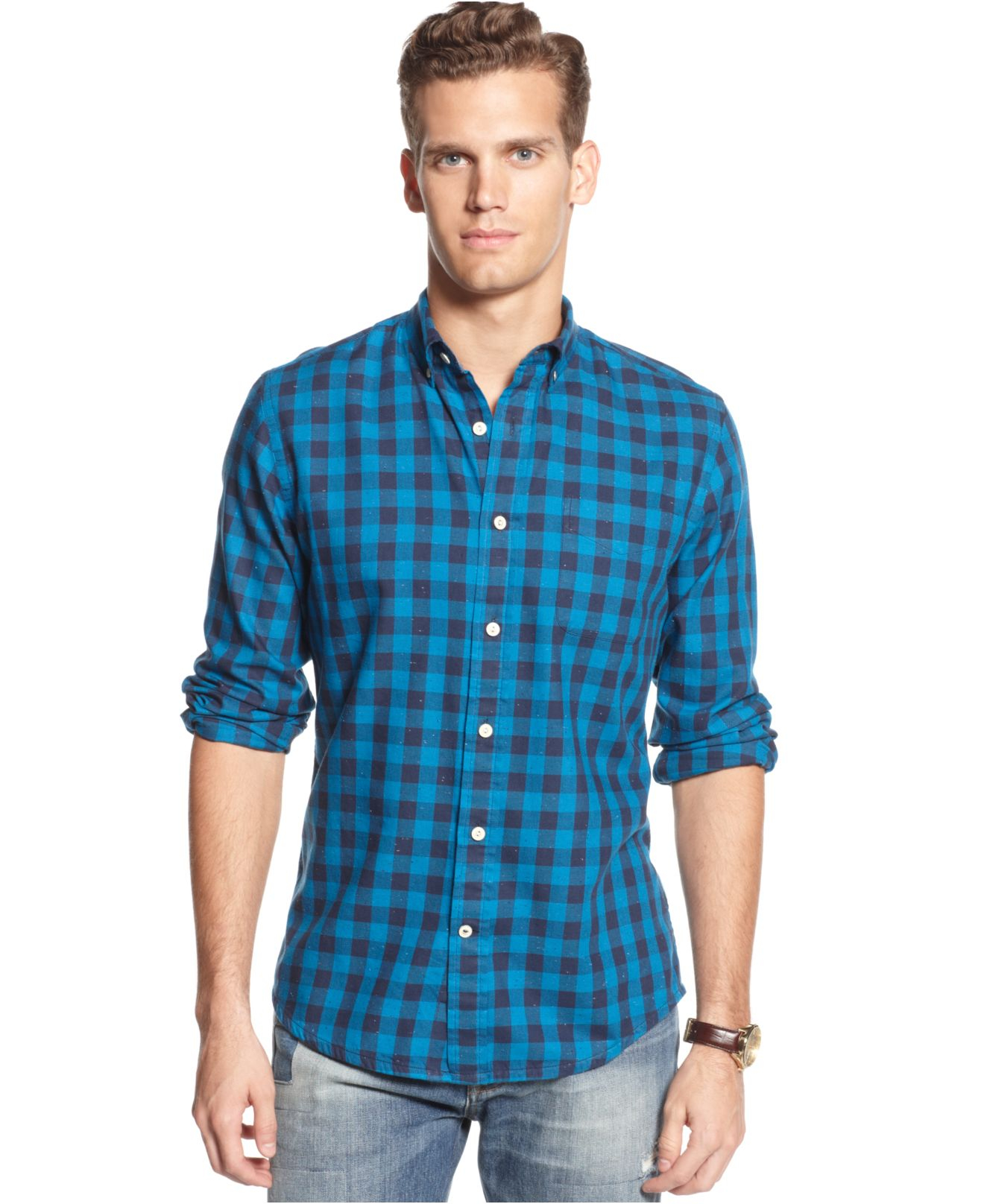 Lyst - Tommy Hilfiger Square Knot Gingham Shirt in Blue for Men