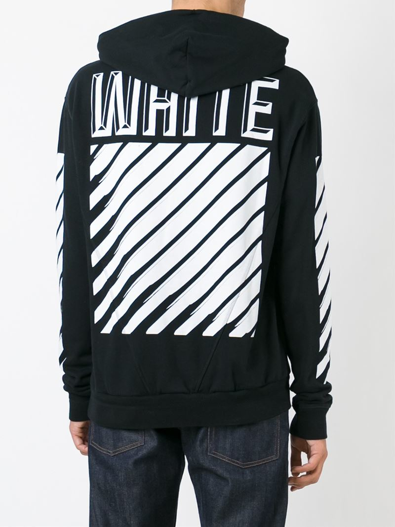 Off-white c/o virgil abloh Printed Cotton Hoodie in Black for Men | Lyst