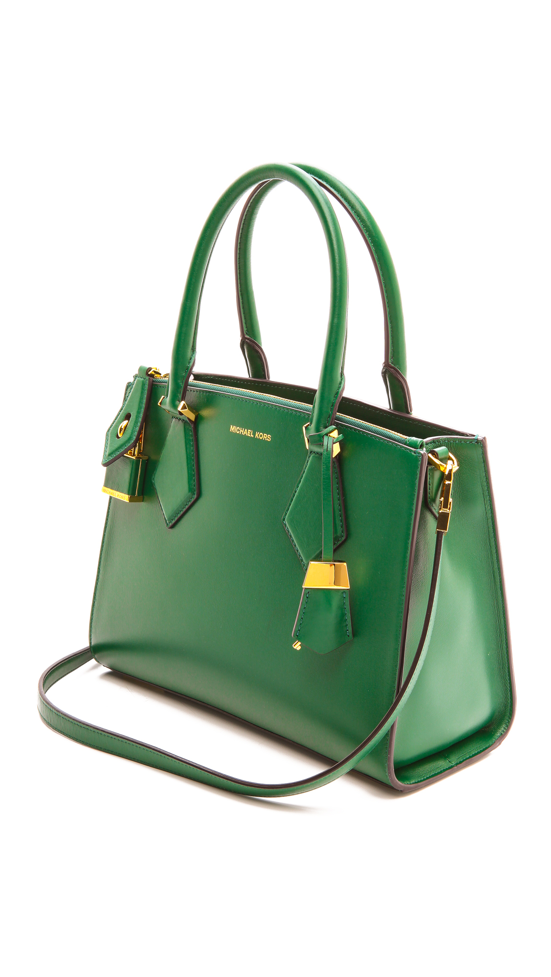 Lyst Michael Kors Casey Medium Satchel Dark Emerald In Green Gallery