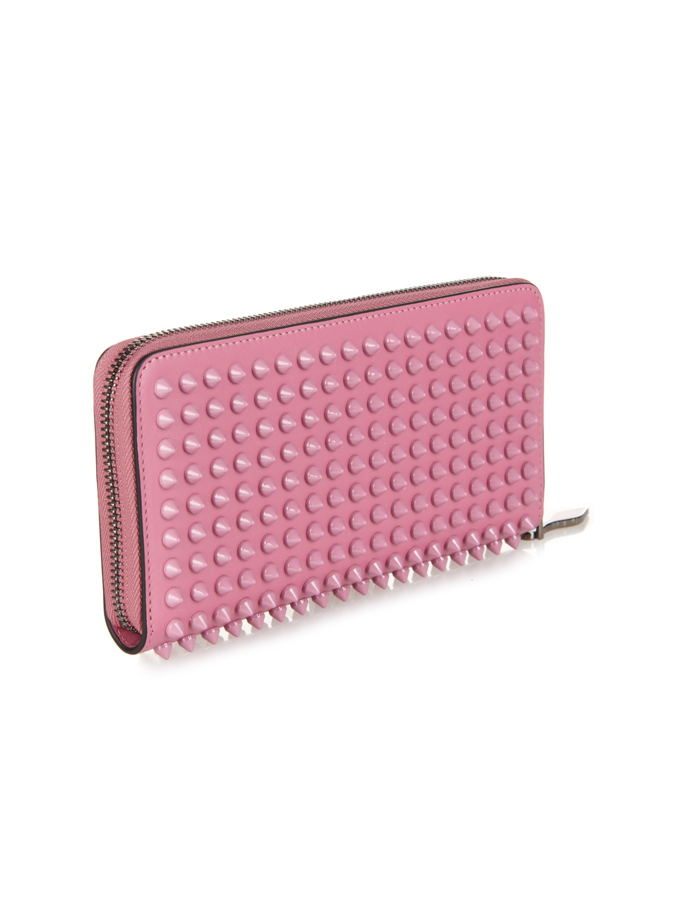 christian louboutin panettone spike leather wallet in pink lyst christian louboutin panettone spike leather wallet in pink lyst