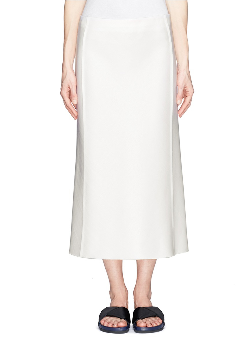 The row 'ricela' Wool-silk Double Satin Midi Skirt in White | Lyst