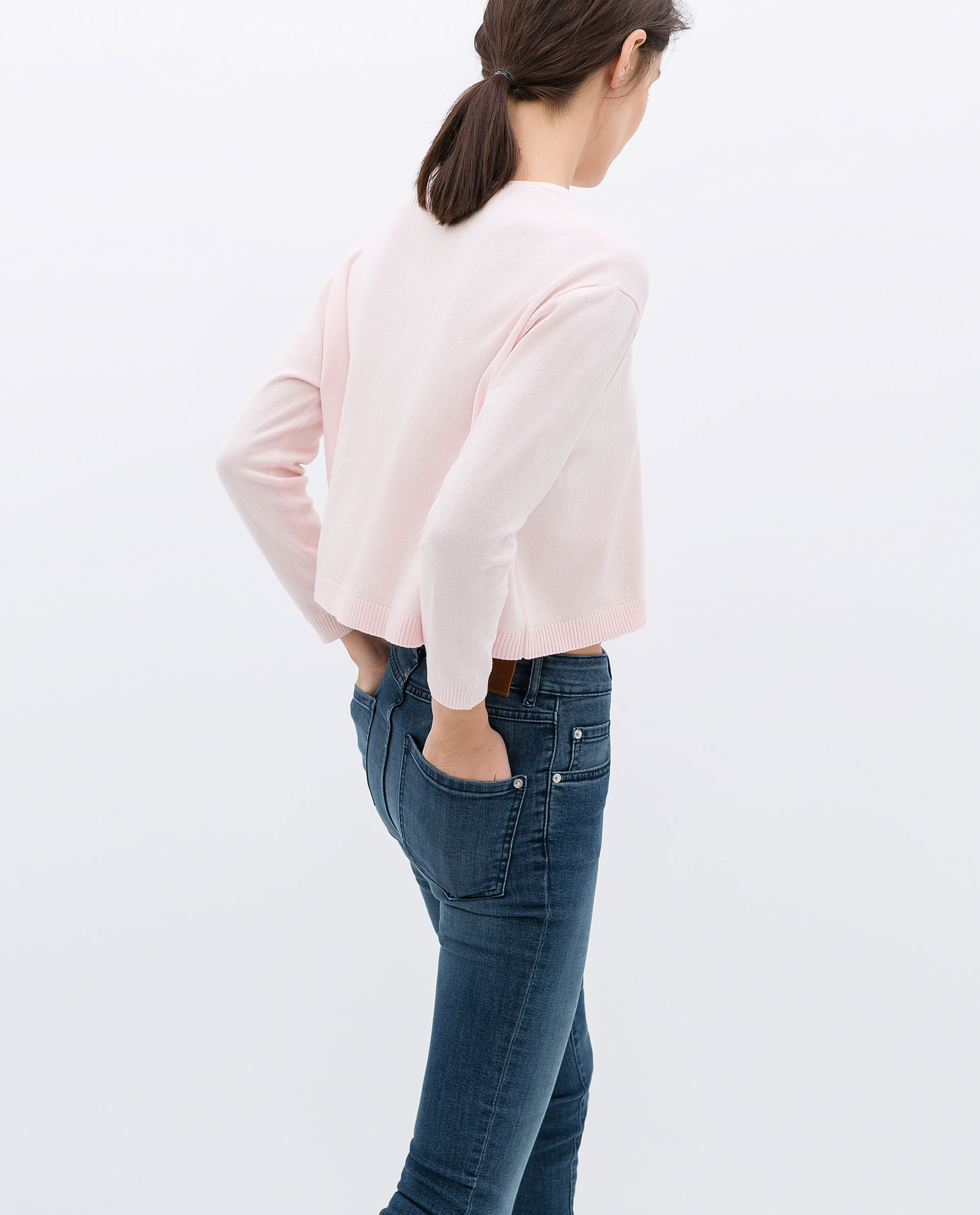 Zara Cropped Jumper in Pink | Lyst