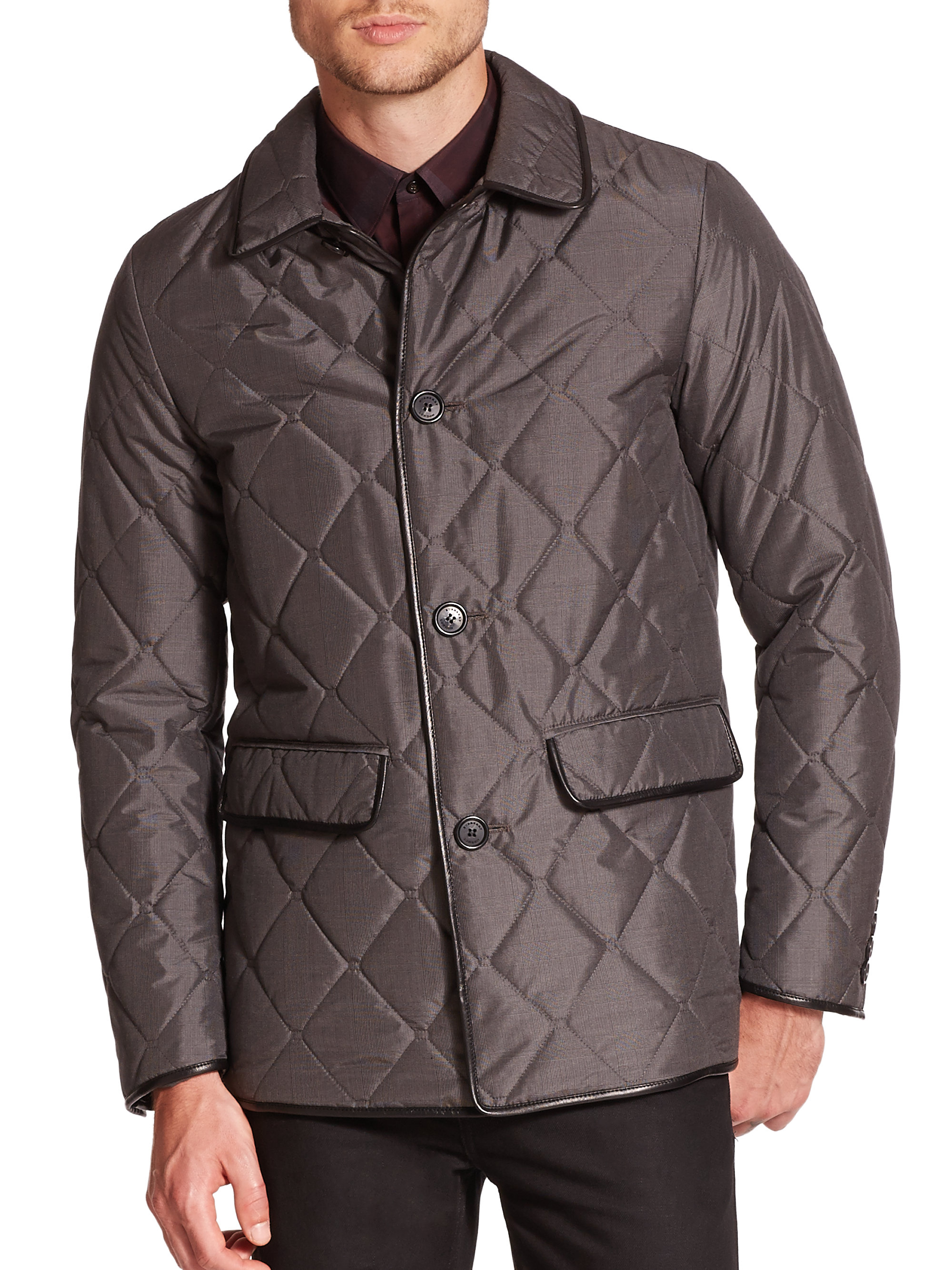 Lyst - Burberry Birtchly Quilted Silk Carcoat in Gray for Men