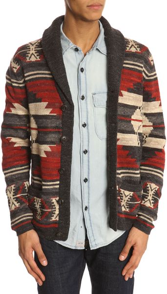 Denim & Supply Ralph Lauren Dark Grey Navajo Cardigan in Gray for Men ...