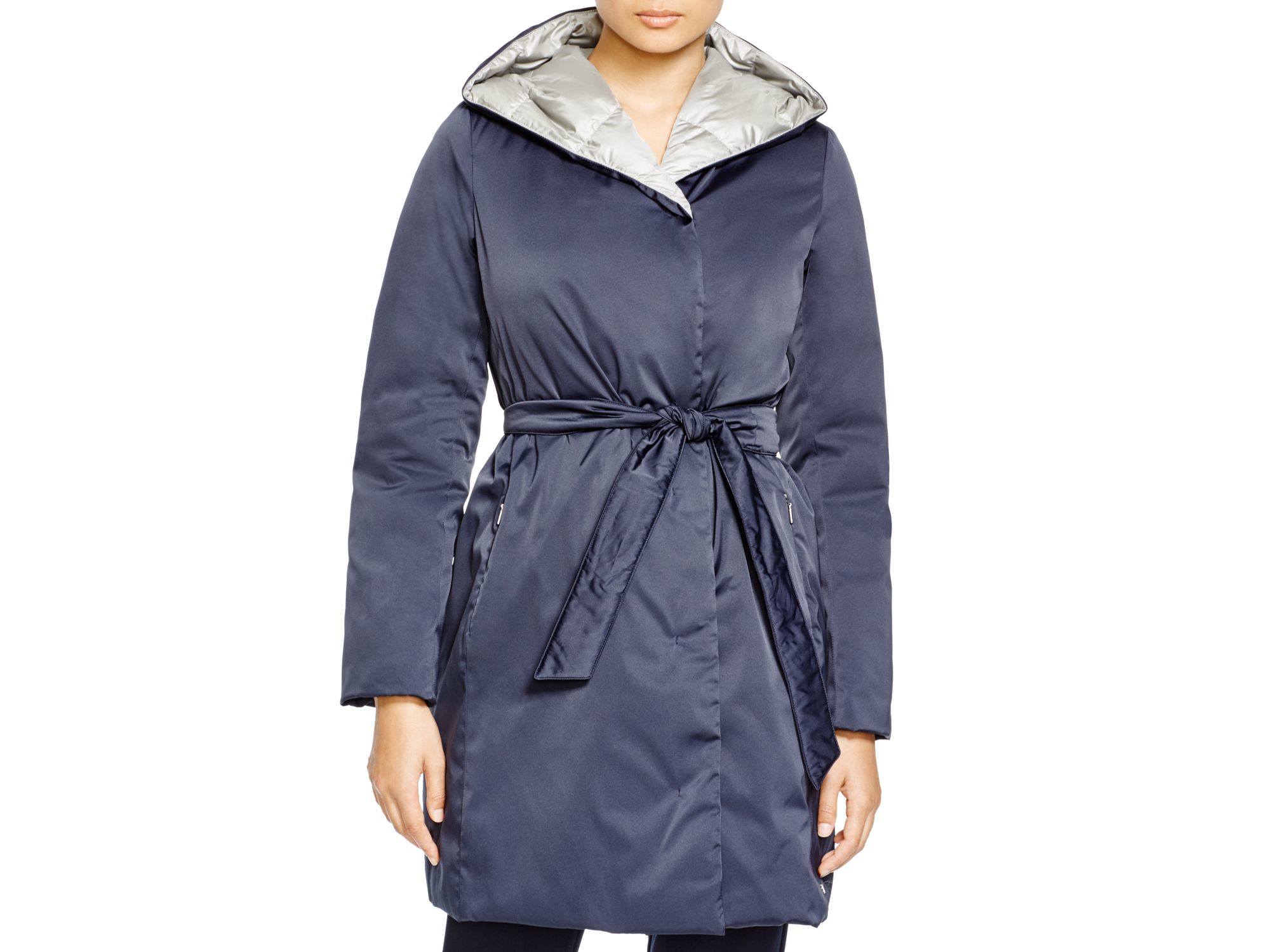 Lyst - Weekend by maxmara Carnet Reversible Belted Down Coat in Blue