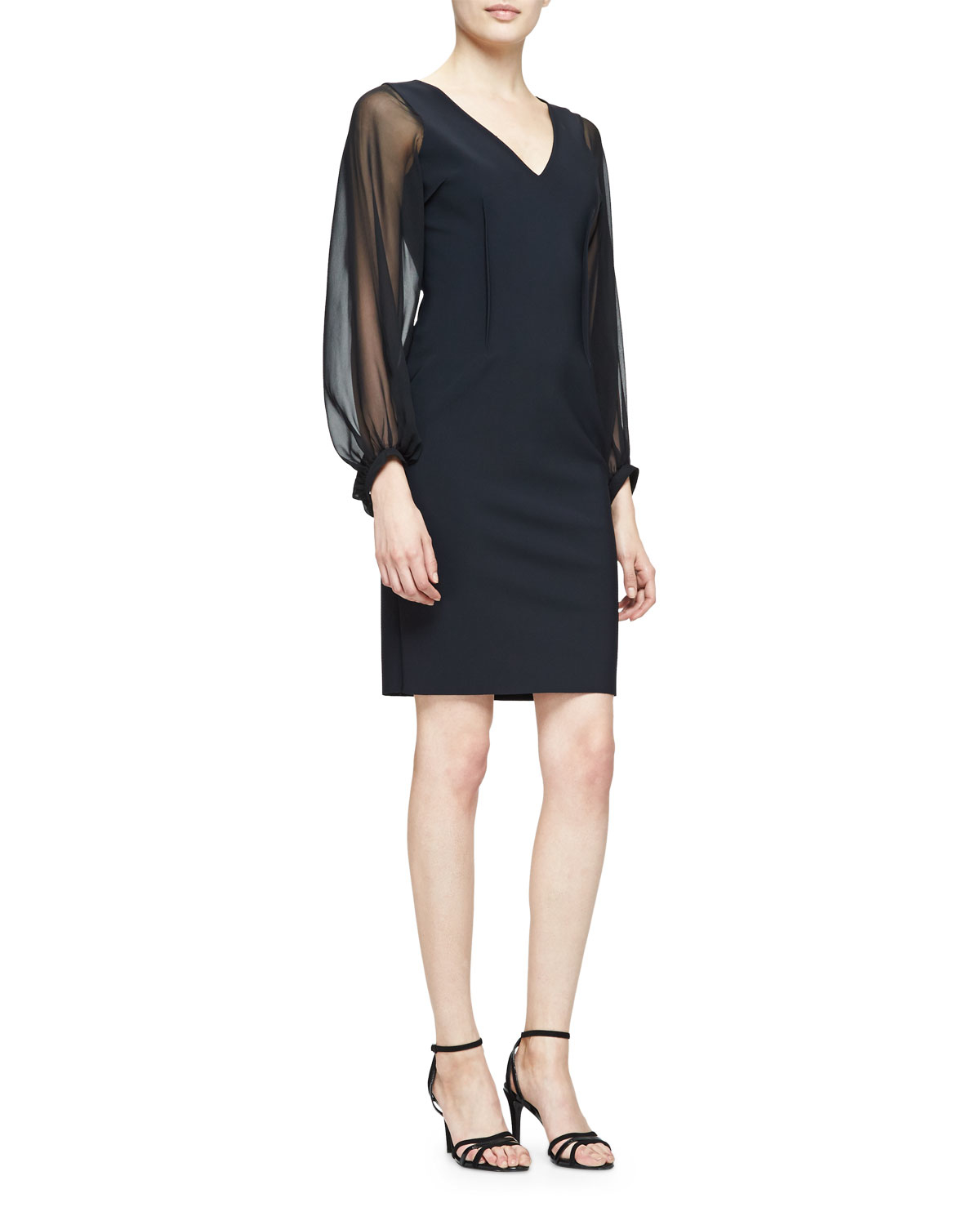 Sheath cocktail dress with sleeves top black