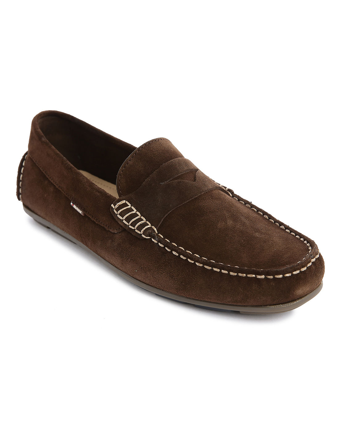 Tommy hilfiger Brown Suede Alpha Loafers in Brown for Men | Lyst