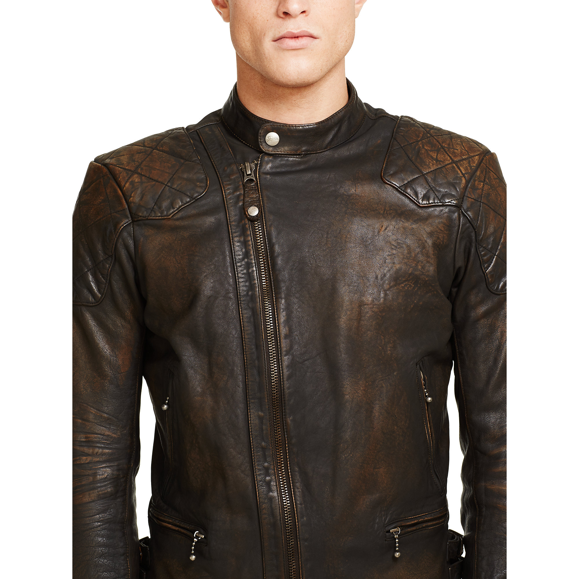 Lyst - Polo Ralph Lauren Leather Café Racer Jacket in Brown for Men