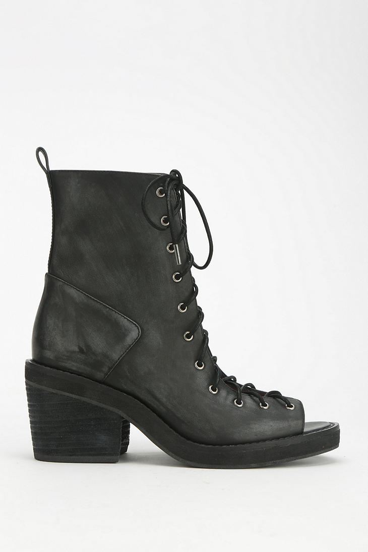 Lyst - Jeffrey Campbell Merry Widow Peep-Toe Lace-Up Boot in Black