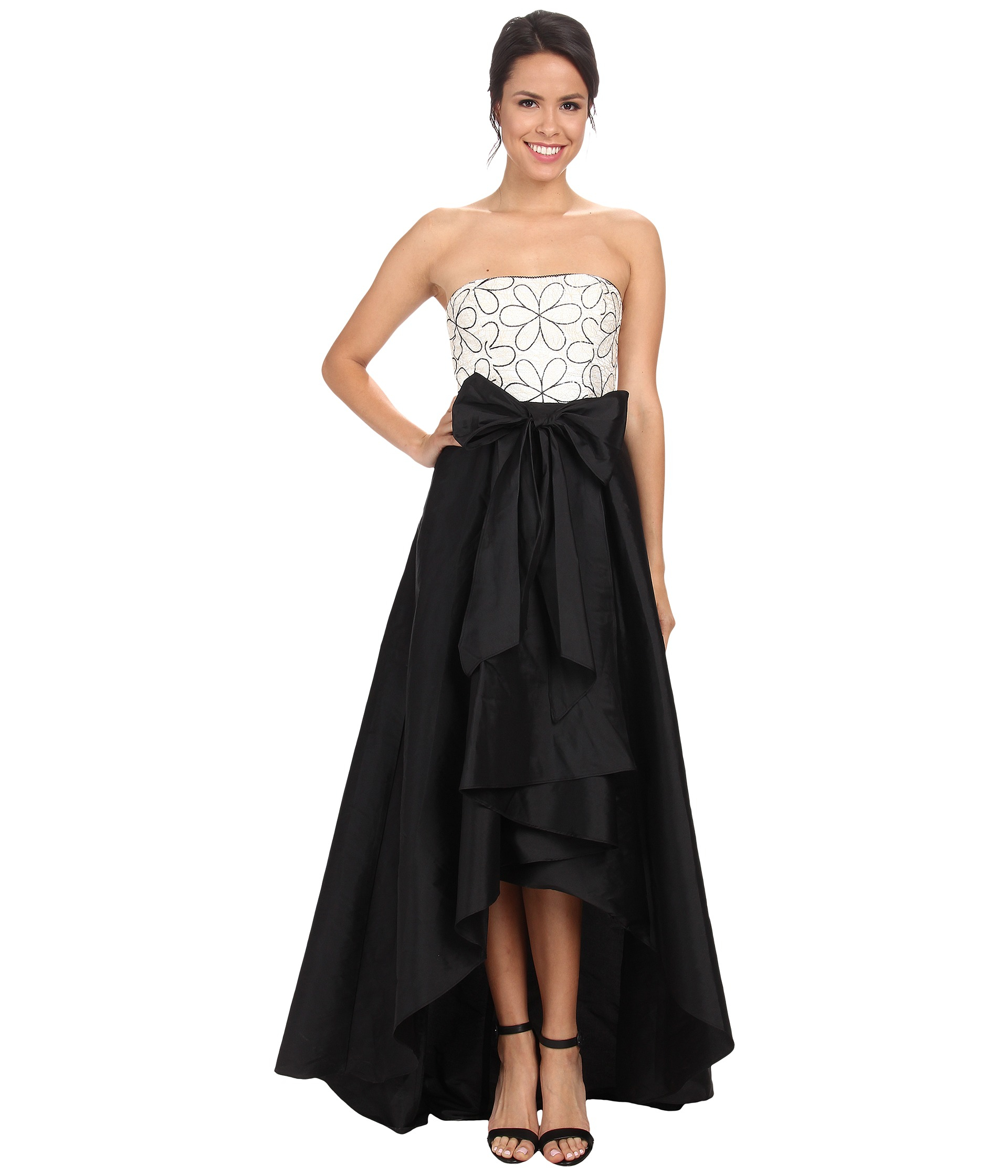 adrianna papell black and white gown