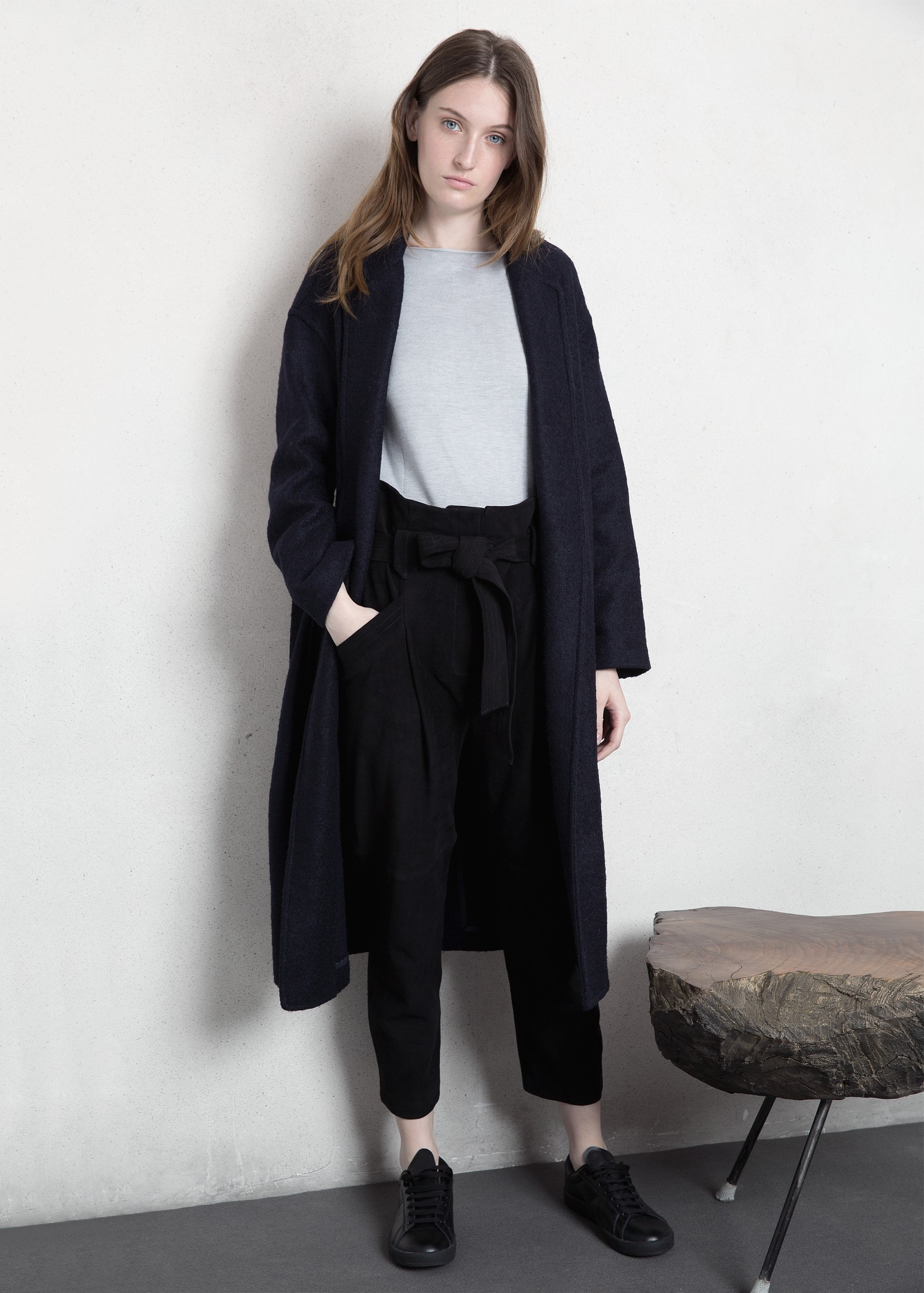 Lyst - Mango Premium - Belted Wool-Blend Coat in Blue