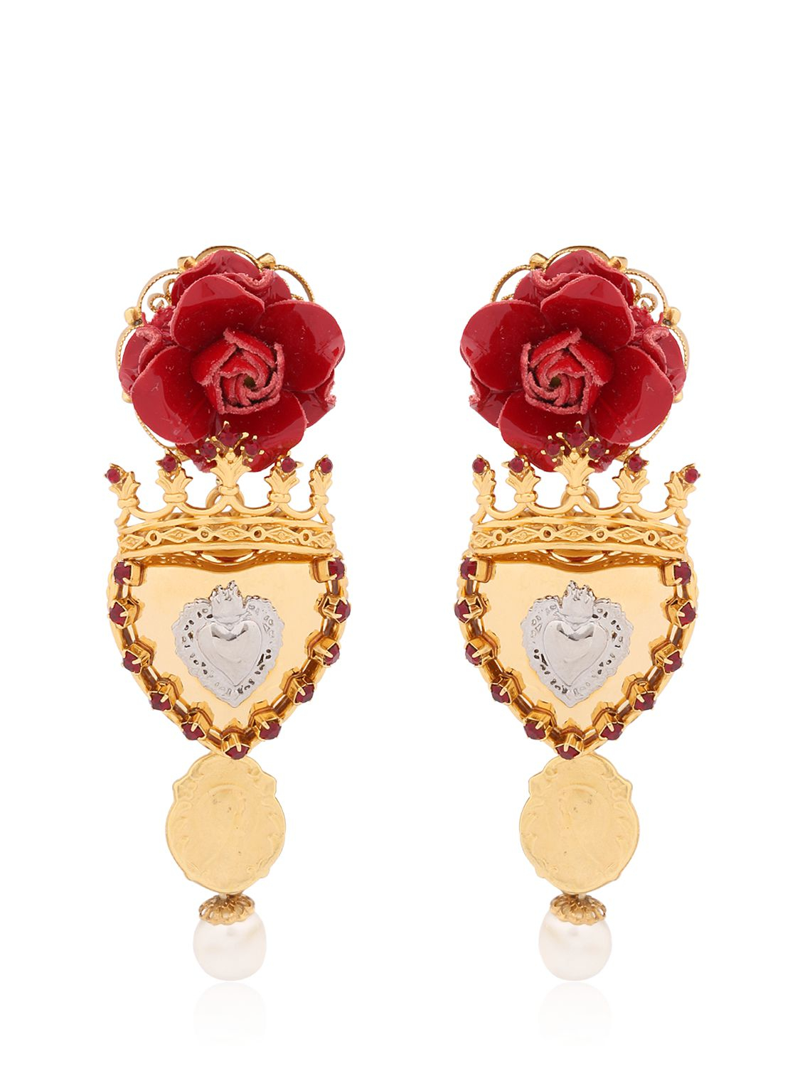 Lyst Dolce And Gabbana Sacred Heart Earrings In Red