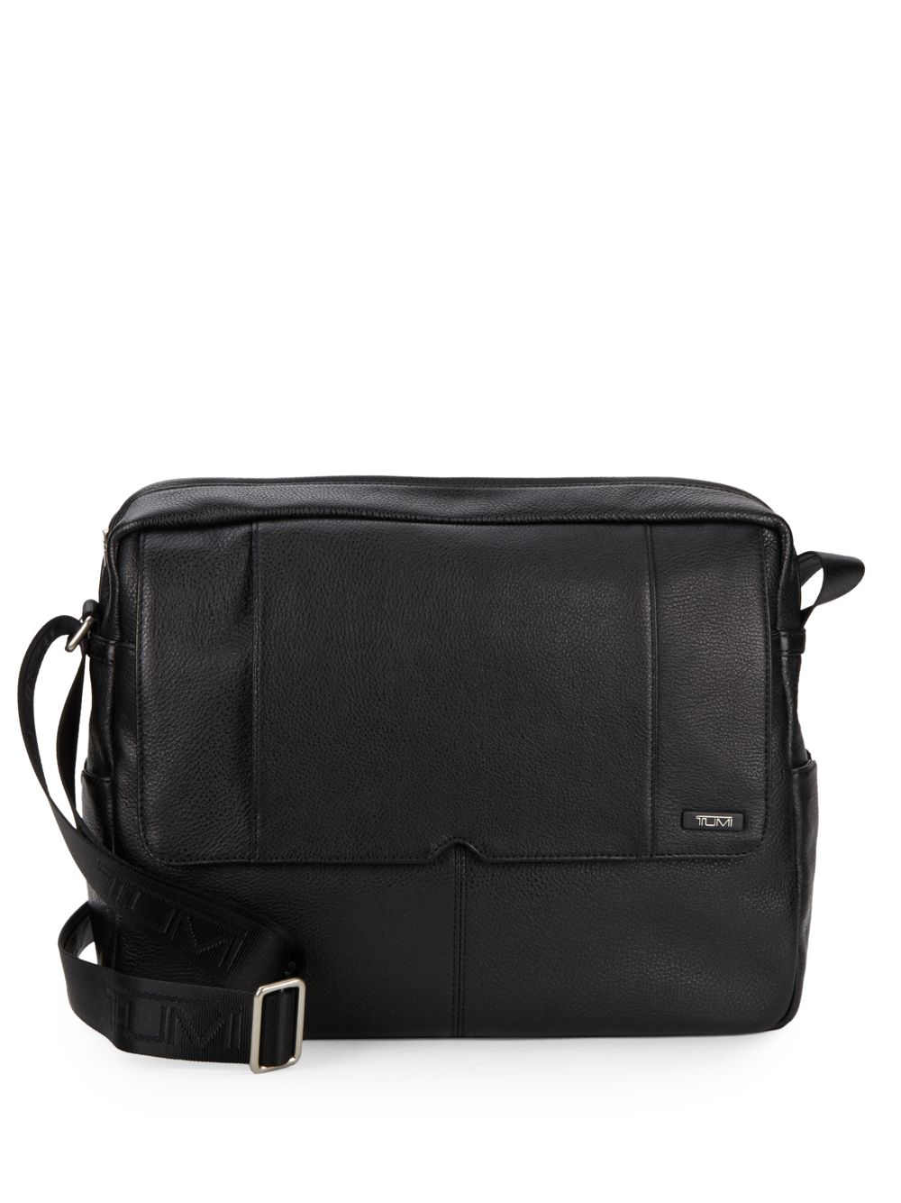 Tumi Pebbled Leather Messenger Bag in Black for Men | Lyst