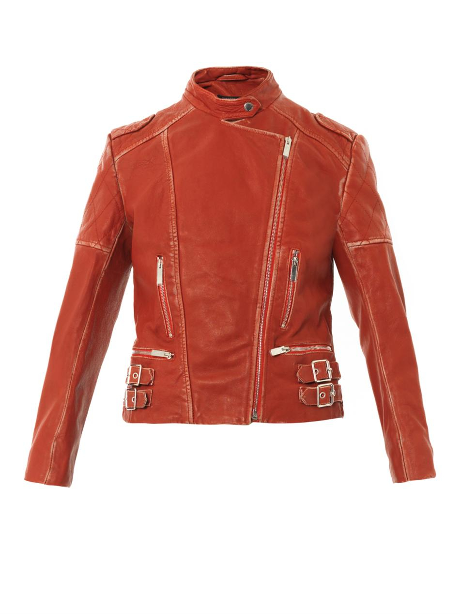 Christopher Kane Vintagelook Leather Biker Jacket In Red Lyst Gallery