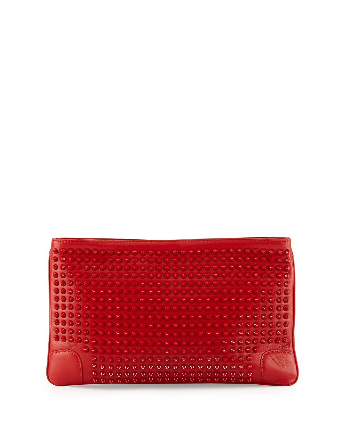 Christian louboutin Loubiposh Studded Clutch Bag in Red | Lyst