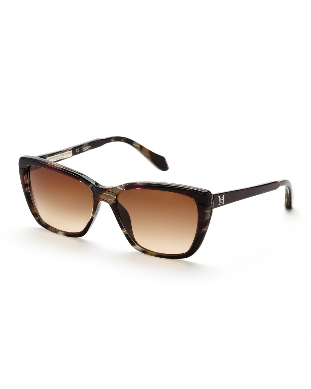 Carolina Herrera Shn508 Brown And Purple Printed Square Sunglasses In Brown For Men Lyst 7122