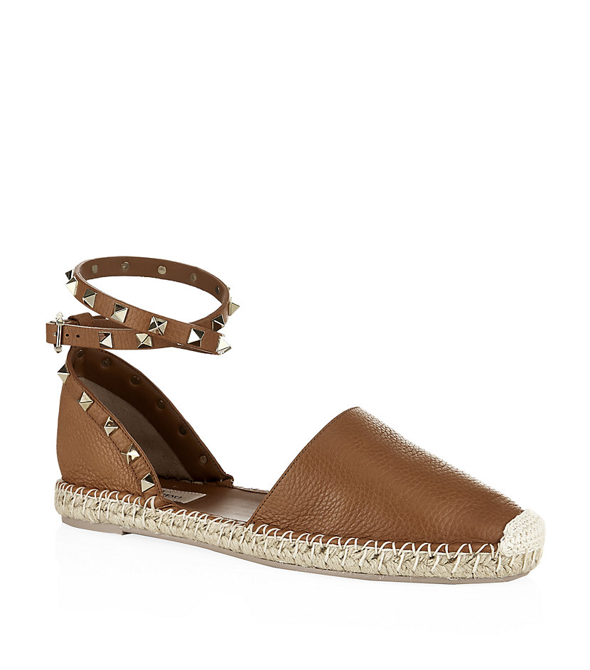 Valentino Rockstud Espadrille in Brown | Lyst