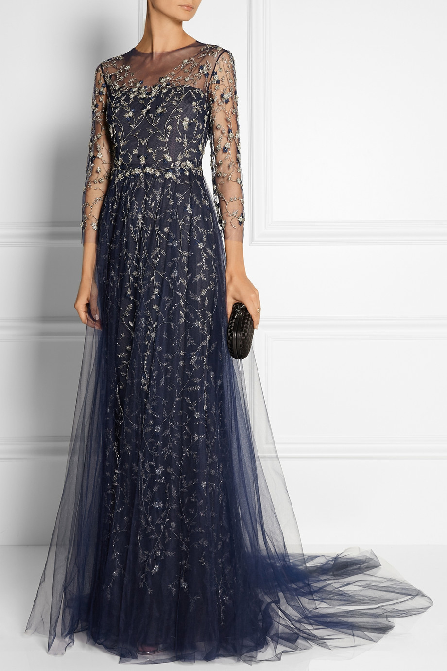 Marchesa Embellished Tulle Gown in Blue | Lyst