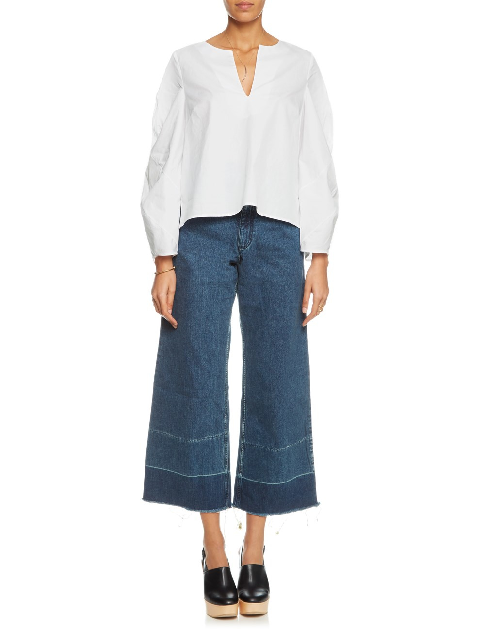 white bell sleeve tunic