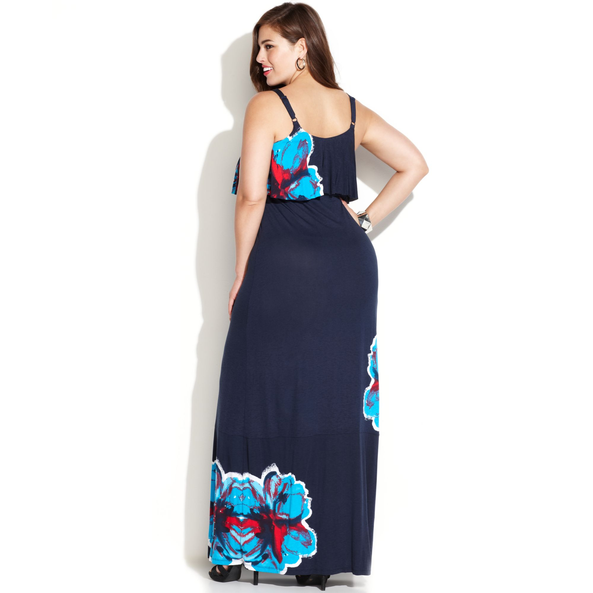 Inc International Concepts Plus Size Ruffled Floralprint Maxi Dress In 1331