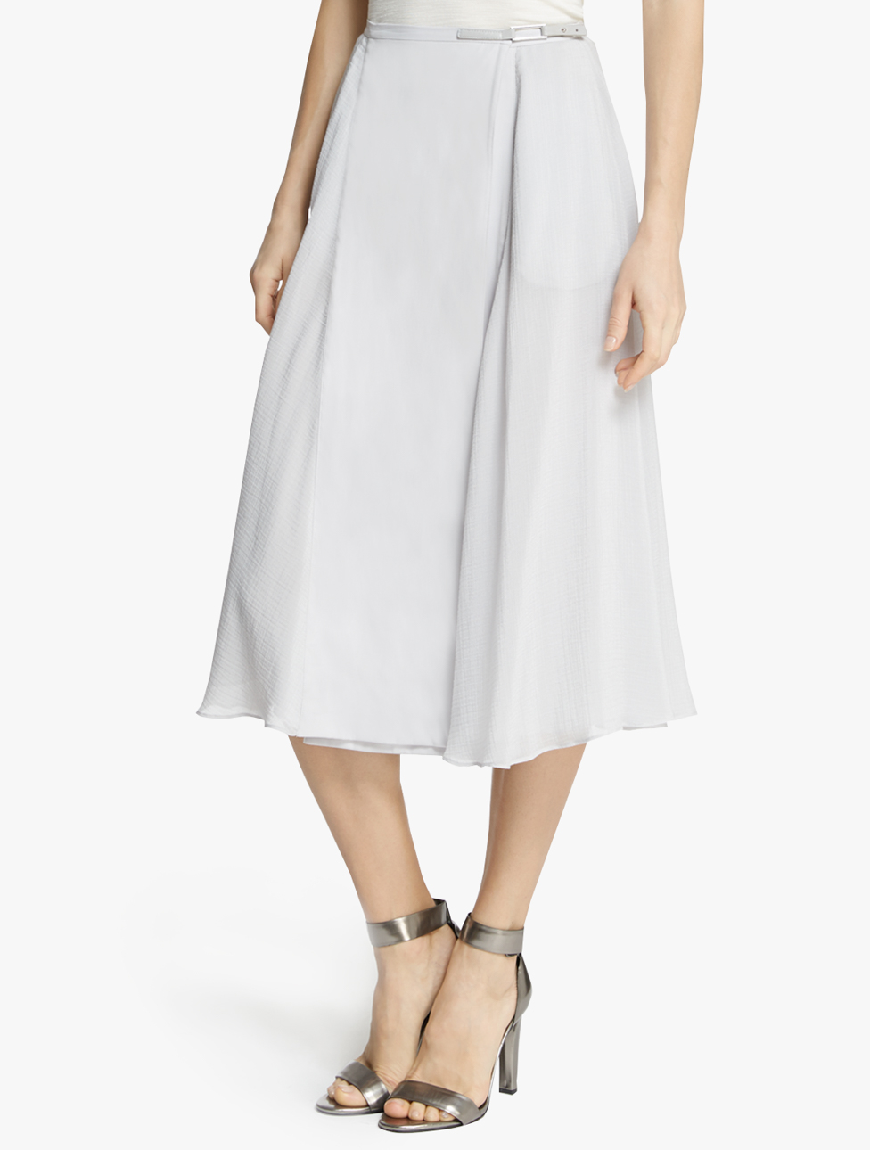 Halston Midi Flowy Skirt in White | Lyst