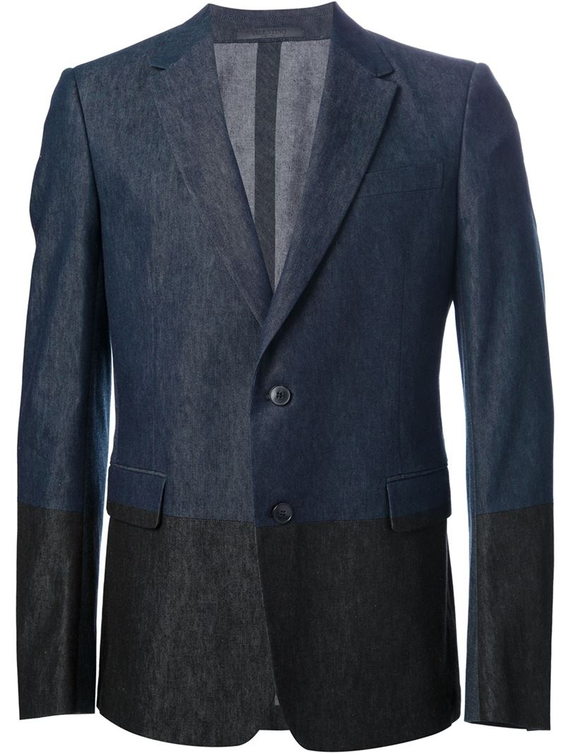 Lyst - Valentino Two-tone Denim Blazer in Blue for Men