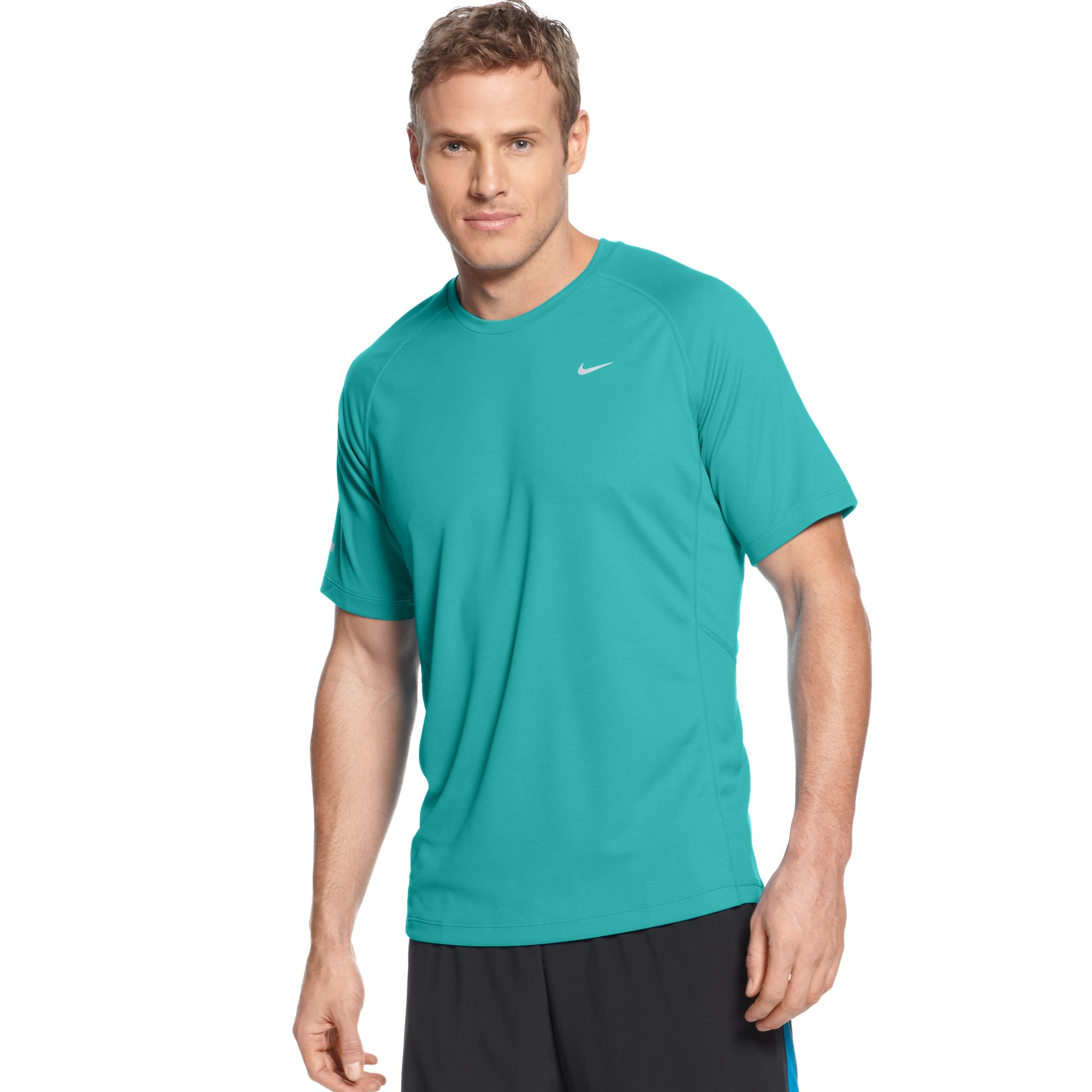 Nike Miler Short Sleeve Uv Running Tshirt in Blue for Men (Gamma Blue ...