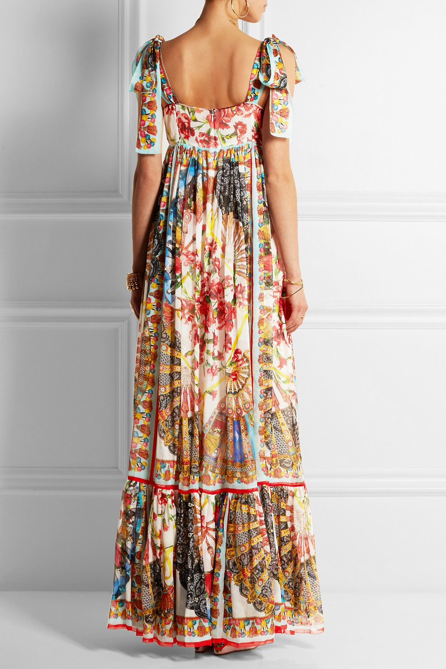 Lyst - Dolce & Gabbana Printed Silk-Chiffon Maxi Dress in Red